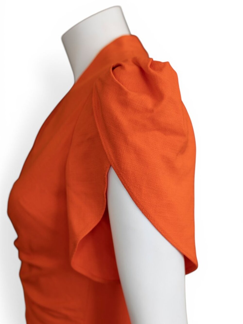 ME+EM Orange Zing Ruched Midi Dress NWT | Flutter Sleeve | UK 10 / US 6 | $575 - Picture 7 of 14